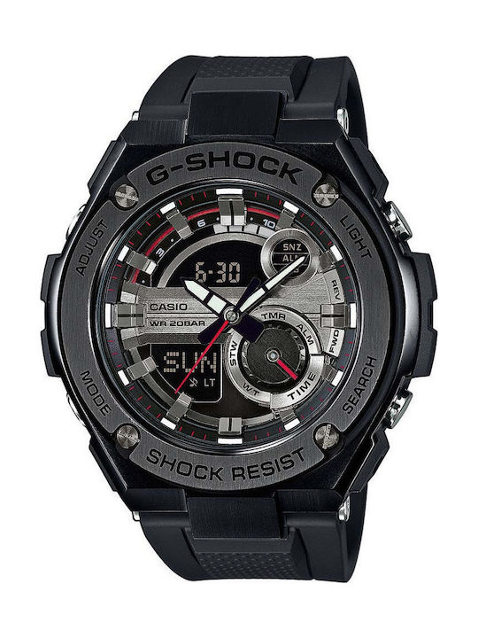 Casio G-Shock G-Steel Часовник Хронограф Батерия с Черно Каучукова Каишка