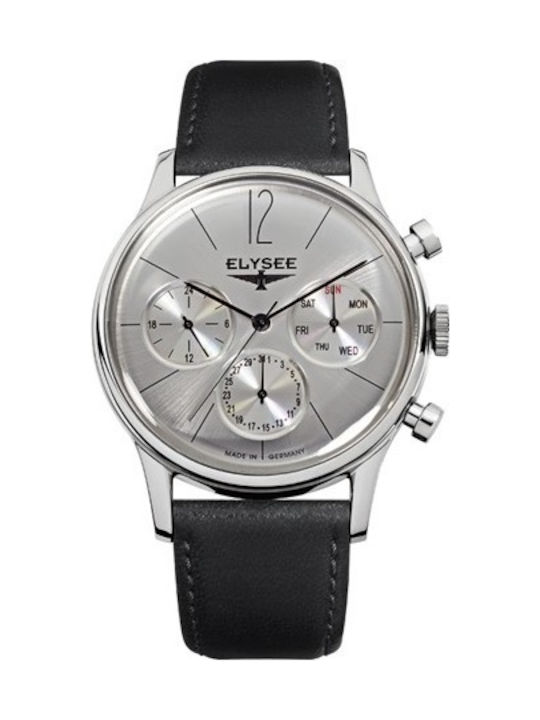 Elysee Classic 1 Watch with Black / Black Leather Strap