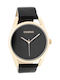 Oozoo Timepieces Watch with Black Leather Strap