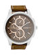 Oozoo Timepieces Watch Battery with Brown Leather Strap