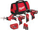 Milwaukee M12 BPP4A-202B Set Bohrschrauber & Schlagschraubendreher & Stichsäge & Objektiv 12V mit 2 Batterien 2Ah