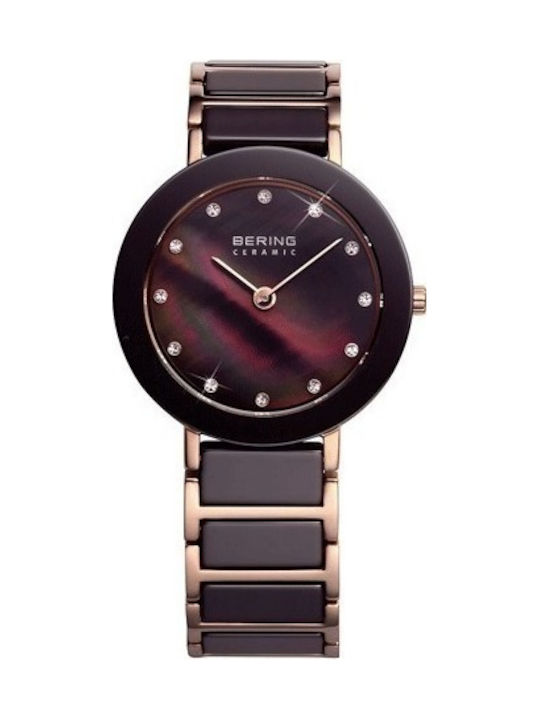 Bering Time Women's Watch with Brown Metal Brac...
