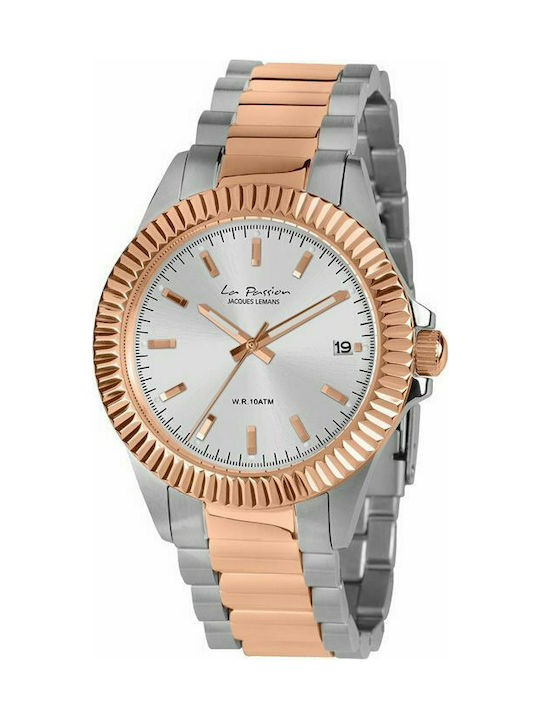 Jacques Lemans La Passion Watch with Pink Gold Metal Bracelet