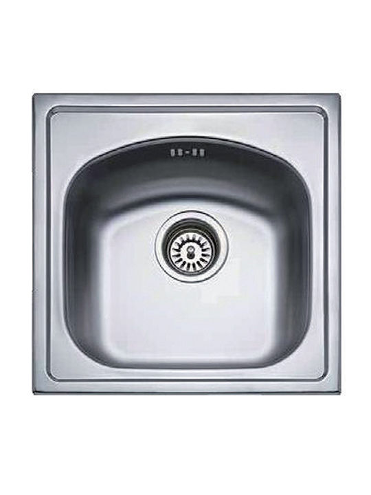 Donau Επικαθήμενος Νεροχύτης Inox Σατινέ Μ44xΠ44cm Ασημί