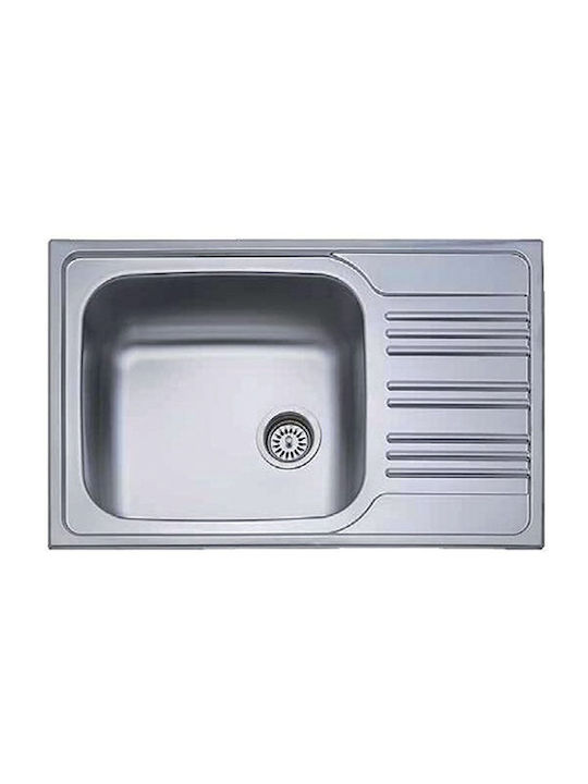 Donau Επικαθήμενος Νεροχύτης Inox Σατινέ Μ78xΠ50cm Ασημί