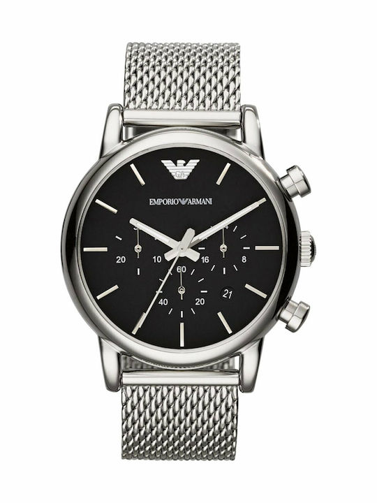 Emporio Armani Classic Ανδρικό Ρολόι 41mm Χρονογράφος Μπαταρίας με Ασημί Ατσάλινο Μπρασελέ