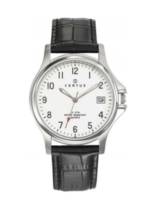 Certus Battery Watch with Leather Strap Black 610397