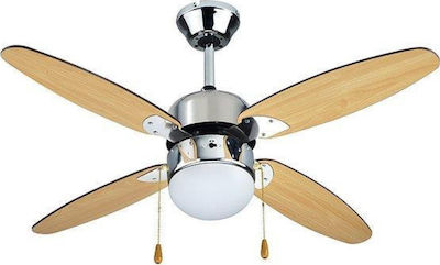 Primo MF42B-4W1L 18.317 800273 Ceiling Fan 105cm with Light Beech