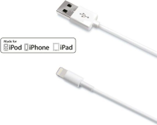 Celly Regular USB-A la Cablu Lightning Alb 1m (USBIP5)