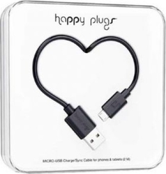 Happy Plugs Reguläres USB 2.0 Micro-USB-Kabel Länge 2m Schwarz Happy Plugs Reguläres USB 2.0 Micro-USB-Kabel Länge 2m Schwarz