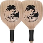 Summertiempo Beach Rackets Set Beige with Straight Handle Black