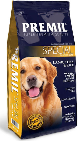 Premil Super Premium Special 15kg Ξηρά Τροφή χωρίς Γλουτένη για Ενήλικους Σκύλους με Ρύζι, Αρνί και Τόνο