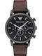 Luigi Herrenuhr 46mm Chronograph Batterie mit Braun Lederarmband
