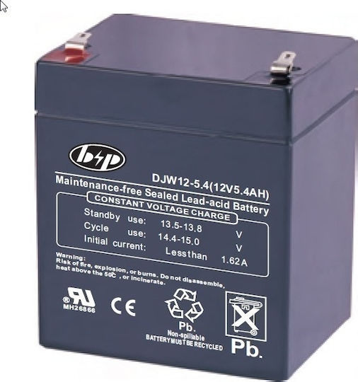 B&P DJW12-5.4 UPS Battery with Capacity 5.4Ah and Voltage 12V 1pcs