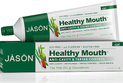 Jason Healthy Mouth Anti Cavity Tartat Control Zahnpasta für Hohlräume Teebaumöl & Zimt 170gr