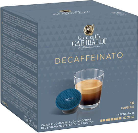 Garibaldi Kapseln Espresso Gusto Decaffeinato Entkoffeiniert Kompatibel mit Maschine Dolce Gusto 16Mützen