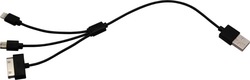 PowerPlus Regulär USB zu Apple 30-Pin / Blitzschlag / Micro-USB Kabel Schwarz 0.25m (0319)
