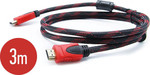 HDMI 1.4 Braided Cable HDMI male - HDMI male 3m Κόκκινο