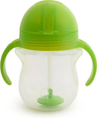 Munchkin Παιδικό Ποτηράκι με Λαβές και Καλαμάκι "Click Lock" από Πλαστικό Πράσινο 207ml για 6m+