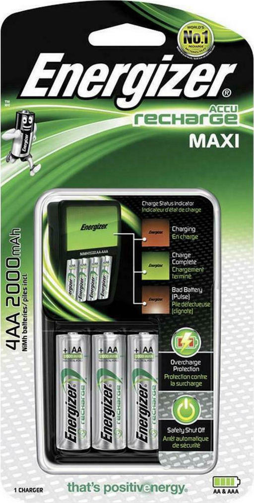 Chargeur de piles Energizer Maxi pour format AA et AAA + 4 accus AA  rechargeables 2000 mAh pas cher