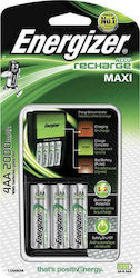 Energizer ACCU Recharge Maxi Φορτιστής 4 Μπαταριών Ni-MH Μεγέθους AA/AAA Σετ με 4x AA 2000mAh