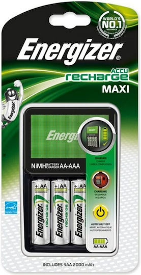 Energizer ACCU Recharge Maxi Φορτιστής 4 Μπαταριών Ni-MH Μεγέθους AA/AAA Σετ με 4x AA 2000mAh