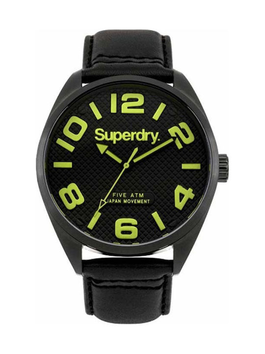 Superdry Military Uhr Batterie mit Schwarz Lederarmband