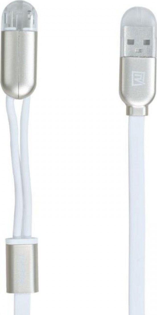 Remax Binary RC025t Flat USB to micro USB / Lightning Cable Λευκό 1m