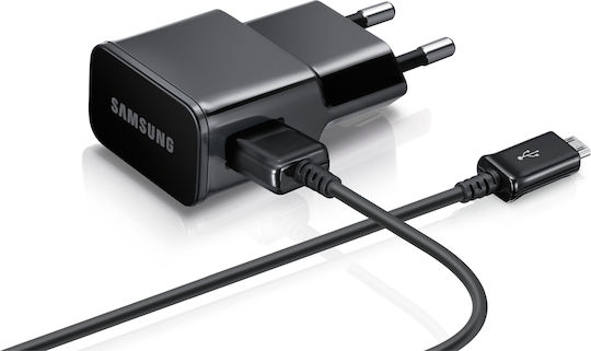 Samsung Φορτιστής με Θύρα USB-A και Καλώδιο micro USB 10W Μαύρος (ETA-U90EB + ECB-DU5EBE Bulk)
