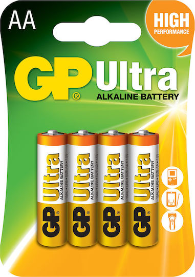 GP Batteries Ultra Αλκαλικές Μπαταρίες AA 1.5V 4τμχ