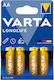 Varta LongLife Αλκαλικές Μπαταρίες AA 1.5V 4τμχ