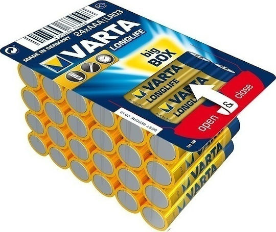 Varta 24 Pack Alkaline Batteries AAA Longlife 1.5V 120317