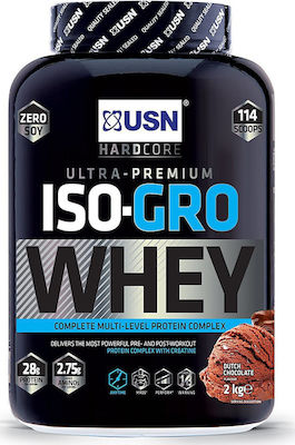 USN Hardcore ISO-Gro Whey cu Aromă de Ciocolată olandeză 2kg