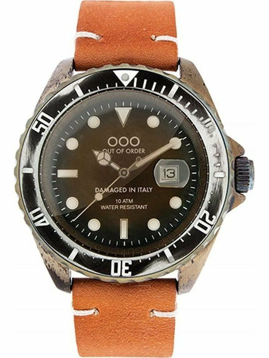 Out Of Order Light Brown Watch Battery with Leather Strap