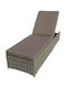 Deckchair Rattan BL Aletta with mattress with Cushion Brown 200x66x31cm.