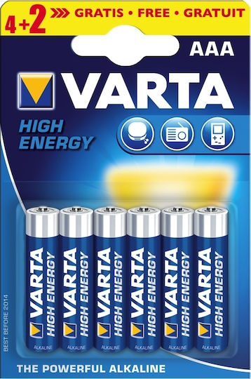 Varta High Energy Alkaline Batteries AAA 1.5V 6pcs