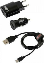 Lampa Σετ Αυτοκίνητου και Πρίζας με Θύρα USB-A και Καλώδιο micro USB Μαύρος (38944)