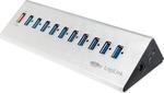 LogiLink USB 3.0 Hub 10 Θυρών με σύνδεση USB-A & Θύρα Φόρτισης και Εξωτερική Παροχή Ρεύματος Ασημί