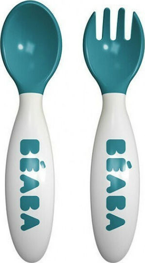 Beaba Baby Set with Fork Mist made of Plastic Blue 2pcs