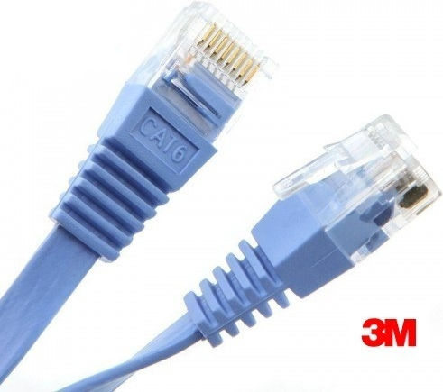 DeTech Flat U/UTP Cat.6 (Gigabit) Καλώδιο Δικτύου Ethernet 3m Μπλε