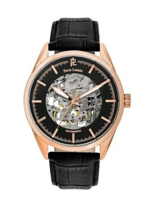 Pierre Lannier Tendance Watch Automatic with Black Leather Strap