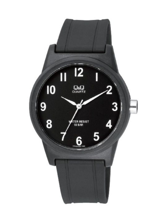 Q&Q Ανδρικό Ρολόι 40mm Μπαταρίας με Μαύρο Καουτ...