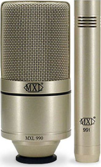 MXL 990/991 Σετ Πυκνωτικό Μικρόφωνο XLR Shock Mounted για Φωνητικά σε Ασημί Χρώμα
