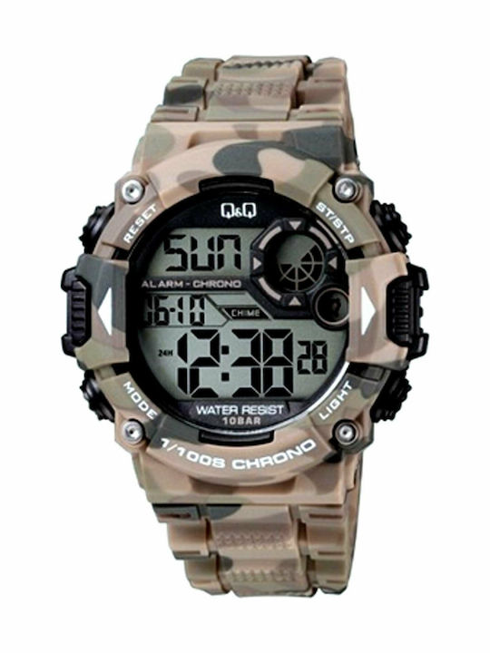 Q&Q Ψηφιακό Ανδρικό Ρολόι 47mm Μπαταρίας με Καουτσούκ Λουράκι