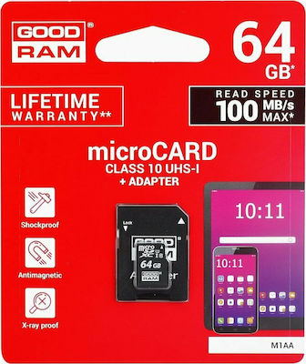 GoodRAM M1AA microSDXC 64GB Class 10 U1 UHS-I με αντάπτορα