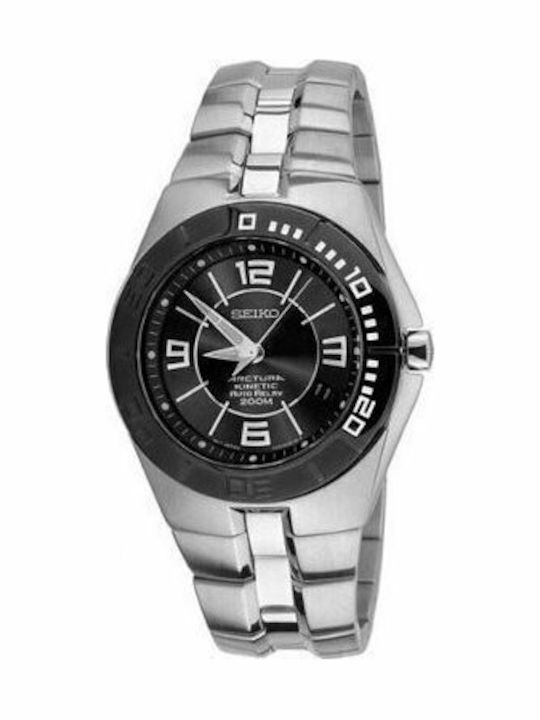 Seiko Arctura Ανδρικό Ρολόι 41mm Kinetic με Ασημί Μεταλλικό Μπρασελέ