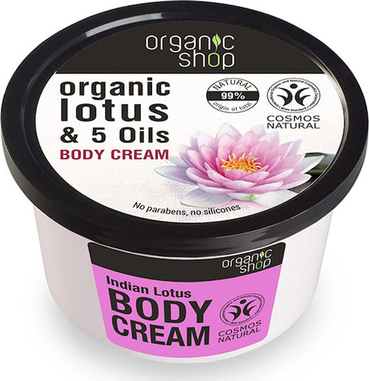 Organic Shop Lotus & 5 Öle Feuchtigkeitsspendende Creme Körperpflege für Empfindliche Haut 250ml