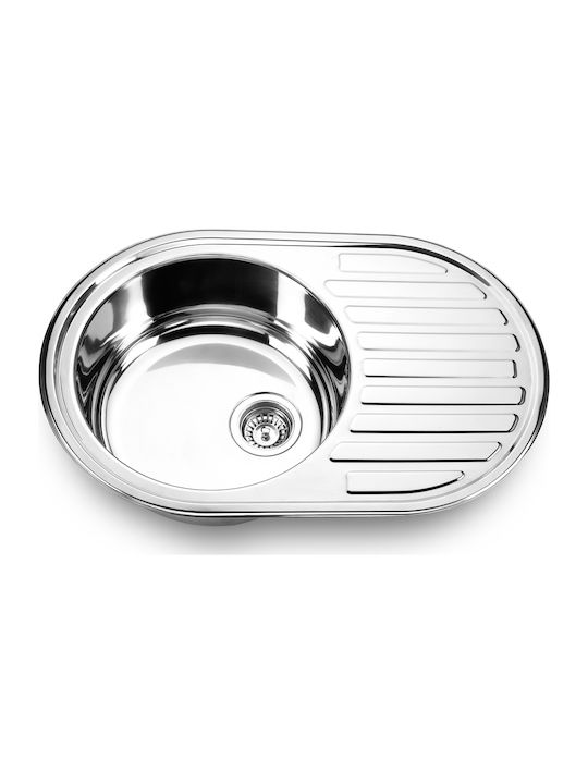 Ravenna Almada 002439 Drop-In Sink Inox Satin W77xD50cm Silver