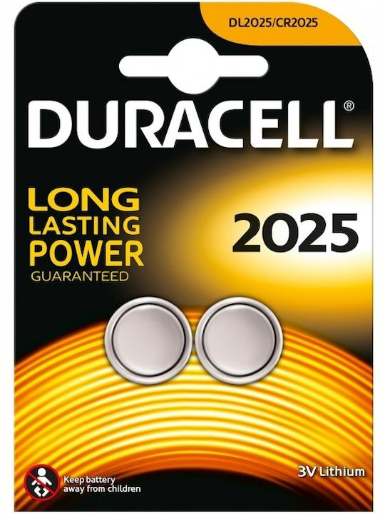 Duracell Long Lasting Power Μπαταρίες Λιθίου Ρολογιών CR2025 3V 2τμχ