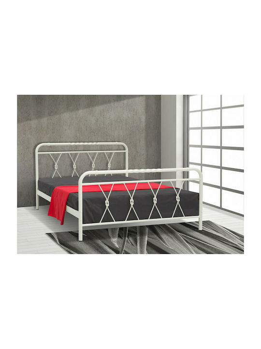 Pat Dublu Metalic Gri Pentru Saltea 140x190cm